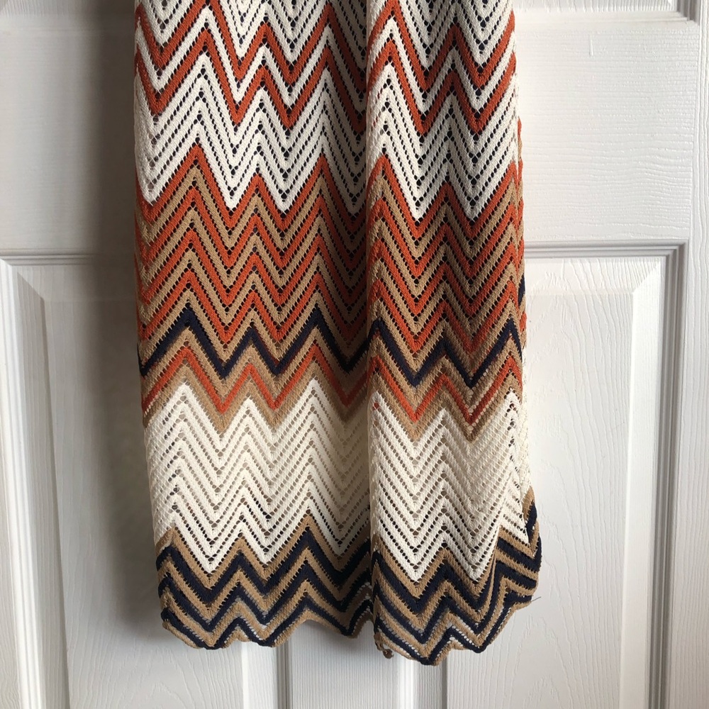 Chevron Knit Midi Dress in Navy, Cream & Rust - Picture 6 of 8